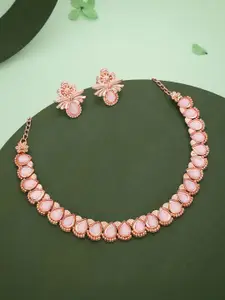 Lyriss Gold-Plated American Diamond Stone-Studded Necklace & Earrings