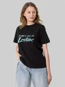 Leotude Women Graphic Printed Round Neck Cotton T-shirt