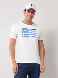 U.S. Polo Assn. Denim Co. Men Graphic Printed Round Neck Cotton Slim Fit T-shirt