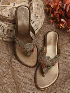 V-WALK Women Embellished Ethnic Open Toe Flats