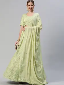 Fusionic Embellished Sequinned Semi-Stitched Lehenga & Blouse with Dupatta