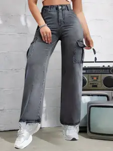 DressBerry Women Comfort Wide Leg High-Rise Light Fade Acid Wash Stretchable Jeans