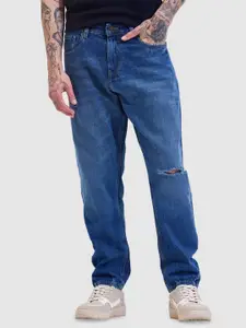 Snitch Men Loose Relaxed Fit Mildly Distressed no Fade Cotton Jeans