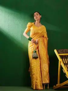 DEVATITHI Woven Design Zari Banarasi Saree