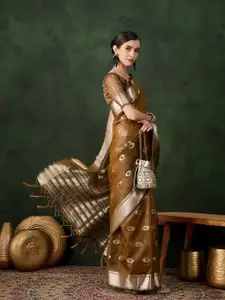 DEVATITHI Woven Design Zari Organza Saree