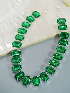 Niscka Silver-Plated American Diamond Necklace