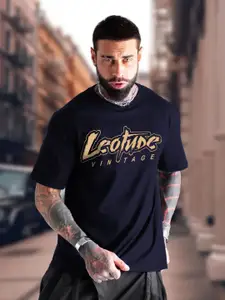 Leotude Men Typography Printed Round Neck Cotton T-shirt