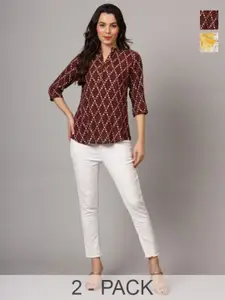 Anouk Rustic Women Pack of 2 Geometric Printed Short Kurti