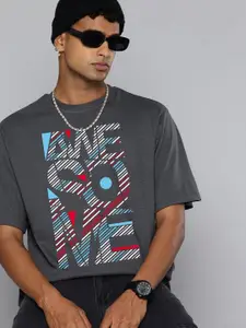 Moda Rapido Men Typography Printed Round Neck Cotton Oversized Fit T-shirt