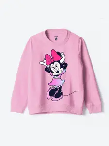 YK Disney Girls Graphic Printed Pure Cotton Sweatshirt