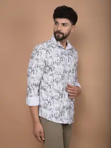 Crimsoune Club Men Premium Slim Fit Spread Collar Abstract Printed Cotton Casual Shirt