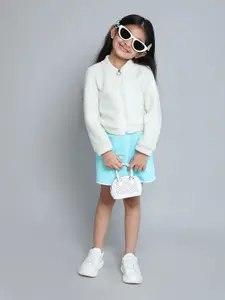 taffykids Girls Mandarin Collar Sweatshirt With Skirt
