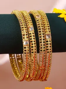 Anouk Set Of 4 Gold-Plated Stone-Studded Bangles