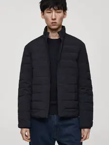 MANGO MAN Water Resistant Mock Collar Padded Jacket