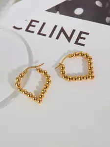 MEENAZ Stainless Steel Gold-Plated Circular Hoop Earrings