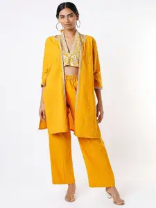 LABEL SUGAR Hazel Floral Embroidered Open Front Cotton Longline Shrug