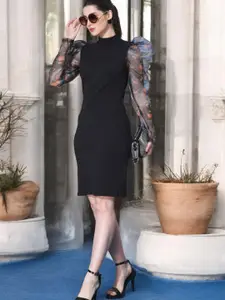 IUGA Puff Sleeve Cotton Sheath Dress