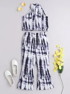 taffykids Girls Dyed Halter Neck Pure Cotton Top With Palazzo