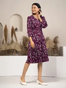 DressBerry Women Floral Printed Crepe Fit & Flare Dress