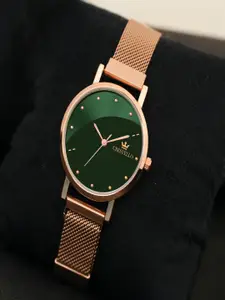 CRESTELLO Women Embellished Dial & Bracelet Style Straps Analogue Watch CR-RG152-GRN