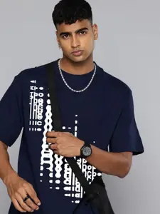 Moda Rapido Men Abstract Printed Round Neck Cotton Oversized Fit T-shirt