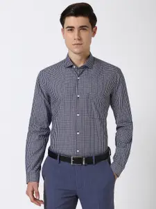 Peter England Men Spread Collar Micro Checked Cotton Formal Shirt