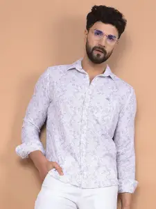 Crimsoune Club Men Premium Slim Fit Spread Collar Floral Printed Cotton Casual Shirt