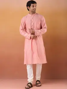 Fabindia Woven Design Mandarin Collar Cotton Straight Kurta