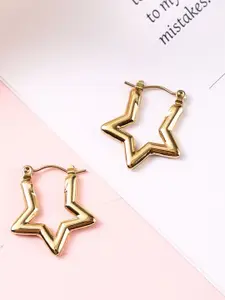 DIVASTRI Anti Tarnish Gold-Plated Star Shaped Hoop Earrings
