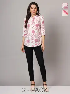 Anouk Rustic Women Pack of 2 Floral Printed Short Kurti