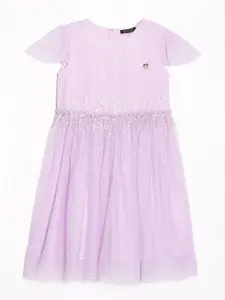Allen Solly Junior Girls Embellished Sequined Detail Cotton Fit & Flare Dress