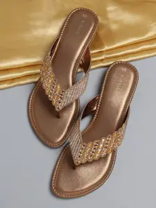 V-WALK Women Embellished T-Strap Flats