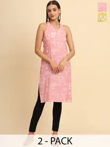 Anouk Rustic Selection Of 2 Floral Printed V-Neck Straight Kurtas