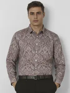V Dot Men Spread Collar Ethnic Motifs Printed Cotton Formal Shirt