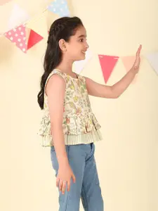Fabindia Girls Floral Print Cotton Top