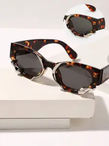 HAUTE SAUCE by  Campus Sutra HAUTE SAUCE by Campus Sutra Women The Serpent Oval Sunglass - Coffee Brown AW25_HSSG2807