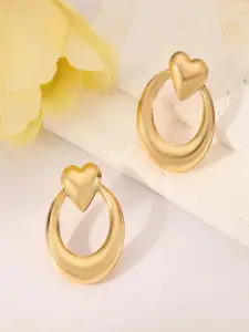 DIVASTRI Stainless Steel Gold-Plated Contemporary Shaped Drop Earrings