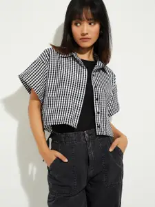 max Women Gingham Checks Opaque Checked Casual Shirt