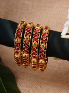 Anouk Set Of 4 Stone-Studded 24CT Gold-Plated Bangles