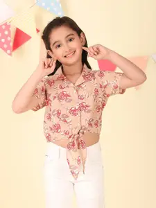 Fabindia Girls Floral Printed Cotton Shirt Style Top