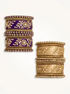 Peora Set Of 2 Gold Plated Silk ThreadBangle