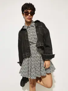 ONLY Print Puff Sleeve Shirt Mini Dress