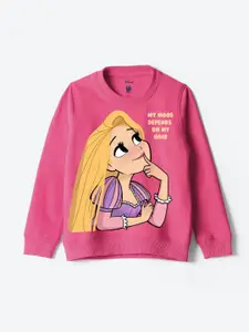 YK Disney Girls Printed Round Neck Sweatshirt