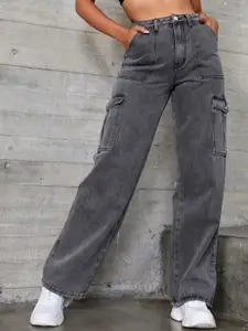 RIVI Women Jean Straight Fit High-Rise Colourblocked Stretchable Jeans