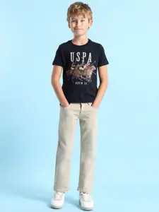 U.S. Polo Assn. Kids Boys Brand Logo Printed Applique T-shirt