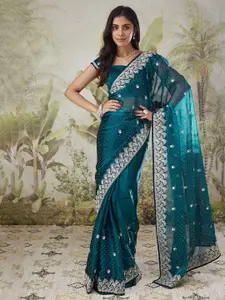 RACHNA Ethnic Motifs Embroidered Tissue Saree