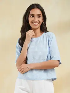 Fabindia Embroidered Women Cotton Crop Top