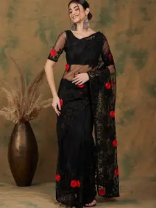 DEVATITHI Ethnic Motifs Embroidered Net Saree