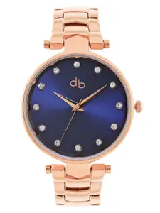 DressBerry Women Brass Embellished Dial & Straps Reset Time Analogue Watch DB25-1B