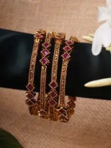 Anouk Set Of 4 Stone-Studded 24CT Gold-Plated Bangles